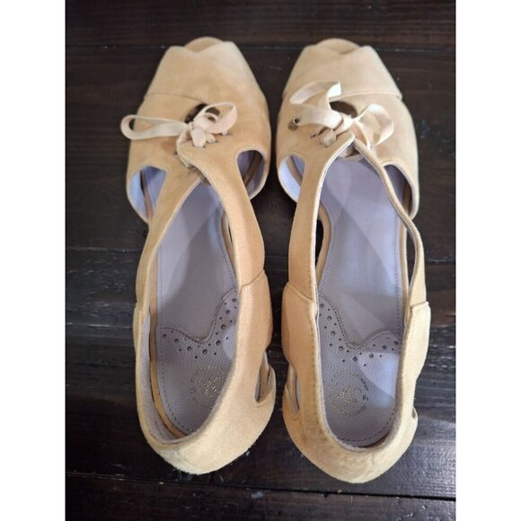 EUC Johnston & Murphy	Tan Suede Open Toe Lace-up Sandal/Sz. 7M - Picture 8 of 9